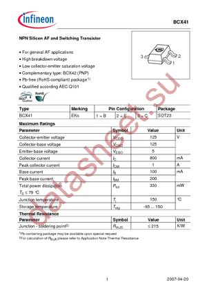 BCX 41 E6327 datasheet  